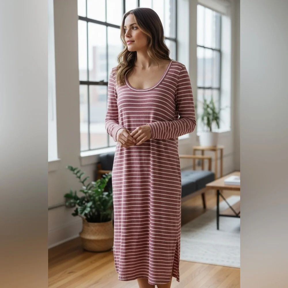 Free People Pink Striped Maxi Dress Size Small‎
